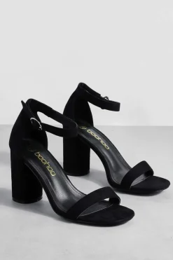Heels*boohoo Rounded Heel 2 Part Barely There Heels black