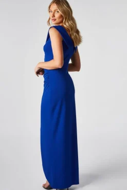Wrap Dresses*Quiz Bardot Wrap Maxi Dress Royal