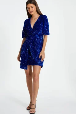 Wrap Dresses|Bodycon Dresses*Quiz Sequin Wrap Mini Dress Royal