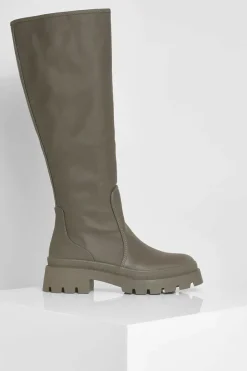 Over The Knee Boots|Knee High Boots*boohoo Rubber Knee High Boots khaki