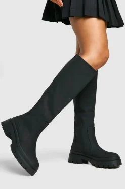 Over The Knee Boots|Knee High Boots*boohoo Rubber Knee High Boots black
