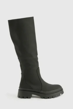 Over The Knee Boots|Knee High Boots*boohoo Rubber Knee High Boots black