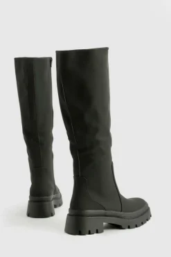 Over The Knee Boots|Knee High Boots*boohoo Rubber Knee High Boots black