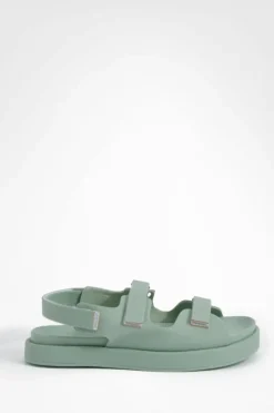 Sandals*boohoo Rubberised Pu Dad Sandals mint