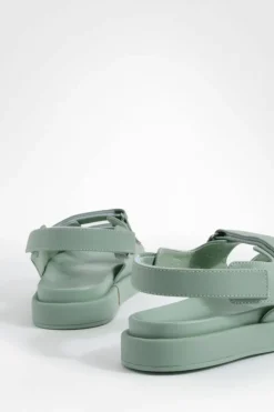 Sandals*boohoo Rubberised Pu Dad Sandals mint