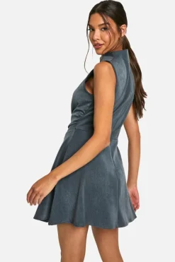 A Line Dresses*boohoo Ruched A Line Mini Dress grey