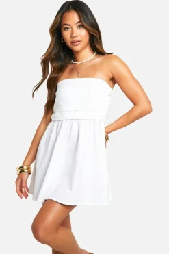 Smock Dresses*boohoo Ruched Bandeau Dress white