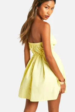 Smock Dresses*boohoo Ruched Bandeau Mini Dress lemon