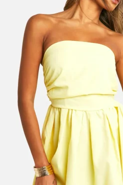 Smock Dresses*boohoo Ruched Bandeau Mini Dress lemon