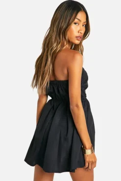 Smock Dresses*boohoo Ruched Bandeau Mini Dress black