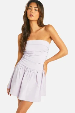 Smock Dresses*boohoo Ruched Bandeau Mini Smock Dress lilac