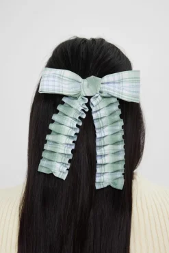 Hair Accessories*My Accessories London Ruched Check Bow Green