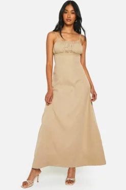 Smock Dresses*boohoo Ruched Maxi Dress stone