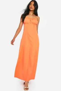 Smock Dresses*boohoo Ruched Maxi Dress orange