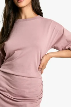 T-Shirt Dresses|Shirt Dresses*boohoo Ruched Side T-shirt Midaxi Dress mauve