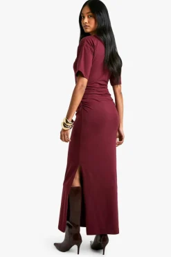 T-Shirt Dresses|Shirt Dresses*boohoo Ruched Side T-shirt Midaxi Dress merlot