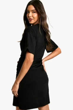 T-Shirt Dresses|Shirt Dresses*boohoo Ruched Side T-shirt Mini Dress black