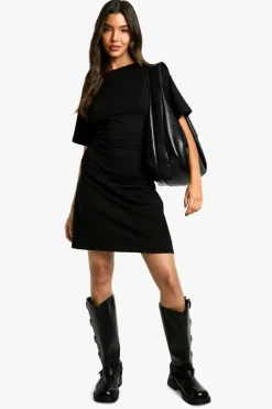 T-Shirt Dresses|Shirt Dresses*boohoo Ruched Side T-shirt Mini Dress black