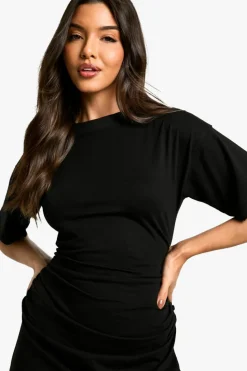 T-Shirt Dresses|Shirt Dresses*boohoo Ruched Side T-shirt Mini Dress black