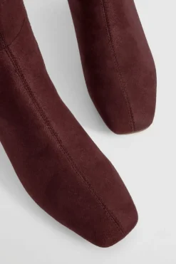 Heels|Over The Knee Boots*boohoo Ruched Slouch Block Heel Knee High Boots chocolate
