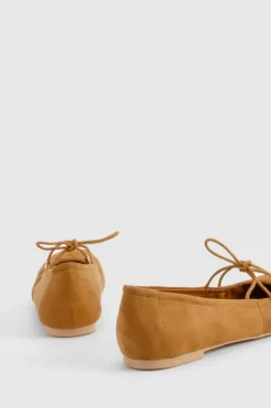 Ballet Flats|Flats*boohoo Ruched Tie Ballet Flats tan