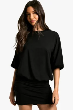 T-Shirt Dresses|Shirt Dresses*boohoo Ruched T-shirt Mini Dress black