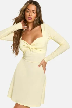 A Line Dresses|Skater Dresses*boohoo Ruched Twist Detail A Line Mini Dress butter