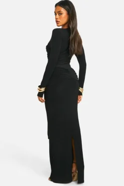 Bodycon Dresses|Maxi Dresses*boohoo Ruched Twist Detail Maxi Dress black