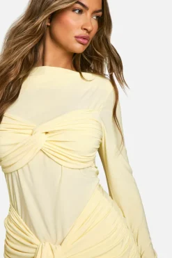 Bodycon Dresses|Mini Dresses*boohoo Ruched Twist Detail Mini Dress butter