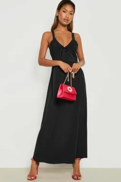 Midi Dresses*boohoo Ruched Woven Midi Dress black