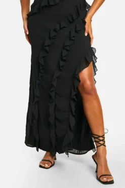Maxi Dresses|Dresses*boohoo Ruffle Chiffon Maxi Dress black