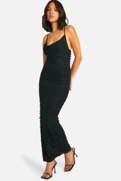 Cami Dresses*boohoo Ruffle Cowl Maxi Dress black