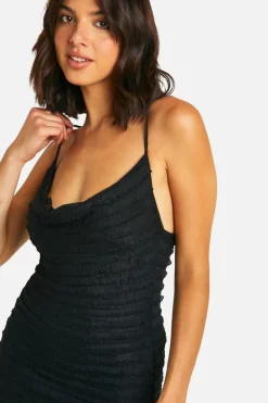 Cami Dresses*boohoo Ruffle Cowl Maxi Dress black