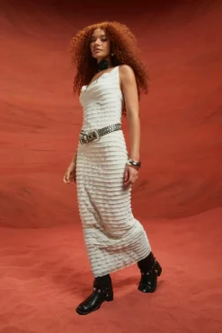Cami Dresses*boohoo Ruffle Cowl Maxi Dress white