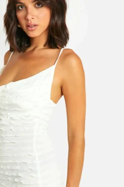 Cami Dresses*boohoo Ruffle Cowl Maxi Dress white