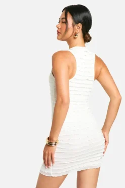 Bodycon Dresses*boohoo Ruffle Racer Neck Mini Dress white