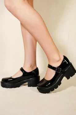 Sandals*Where's That From Rylee' Chunky Platform Block Heel Retro Shoes Black