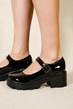 Sandals*Where's That From Rylee' Chunky Platform Block Heel Retro Shoes Black