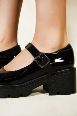 Sandals*Where's That From Rylee' Chunky Platform Block Heel Retro Shoes Black