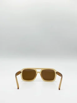 Sunglasses*SVNX 70's Navigator Sunglasses In Matte Sand Light Sand