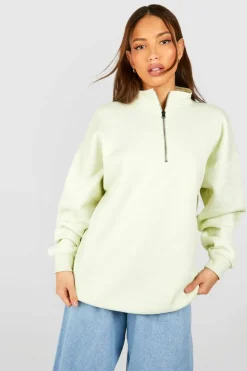 Sweatshirts|Hoodies & Sweatshirts*boohoo Tall Basic Half Zip Oversized Sweater sage