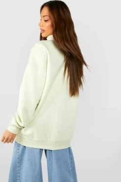 Sweatshirts|Hoodies & Sweatshirts*boohoo Tall Basic Half Zip Oversized Sweater sage