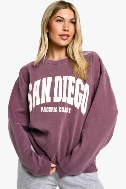 Sweatshirts|Hoodies & Sweatshirts*boohoo San Diego Oversized Sweatshirt plum