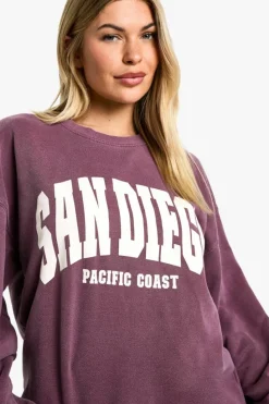 Sweatshirts|Hoodies & Sweatshirts*boohoo San Diego Oversized Sweatshirt plum