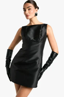 A Line Dresses|Skater Dresses*boohoo Satin A-Line Mini Dress black