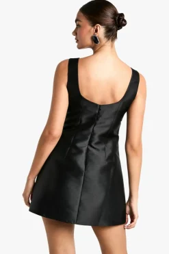 A Line Dresses|Skater Dresses*boohoo Satin A-Line Mini Dress black