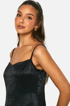 Maxi Dresses*boohoo Satin Contrast Godet Maxi Dress black