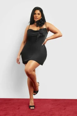 Cami Dresses|Dresses*boohoo Satin Cowl Mini Slip Dress black