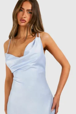 Cami Dresses*boohoo Satin Double Strap Mini Dress powder blue