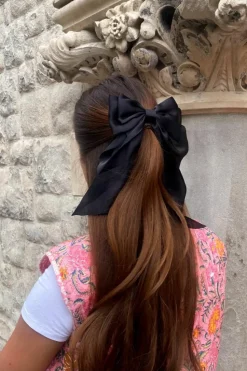 Hair Accessories*My Accessories London Satin Flowy Bow Clip Black